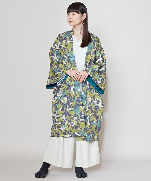 カーディガン 「カヤ」春華モダンならいリバーシブル長羽織 レディース カヤ カーディガン 「カヤ」春華モダンならいリバーシブル長羽織