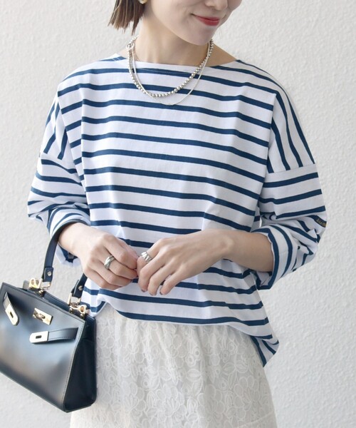 SHIPS for women / シップスウィメン Le minor:〈洗濯機可能〉ロングスリーブ ボーダー TEE 25SS SHIPS any tシャツ Le minor:「洗濯機可能」ロングスリーブ