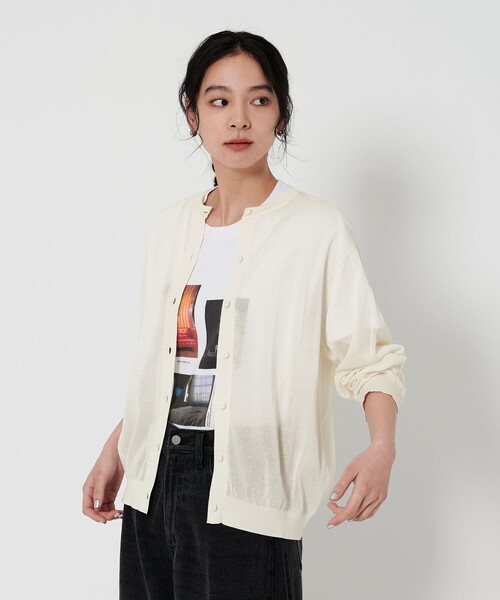 あさはる　美品✨クルーネックカーディガン/BEAUTY&YOUTH 洗濯可』ミックスメランジクルーネックカーディガン[AA47-12S118