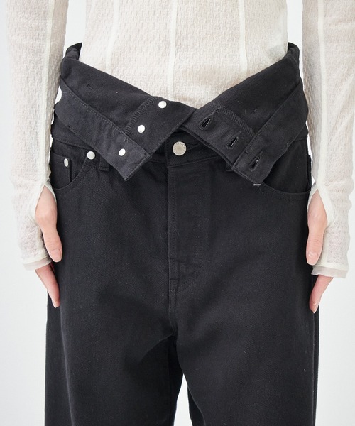 パンツ QUIITO REDENIM W WAIST PANTS BLACK QUIITO Redenim W WAIST DENIM PT [Black]