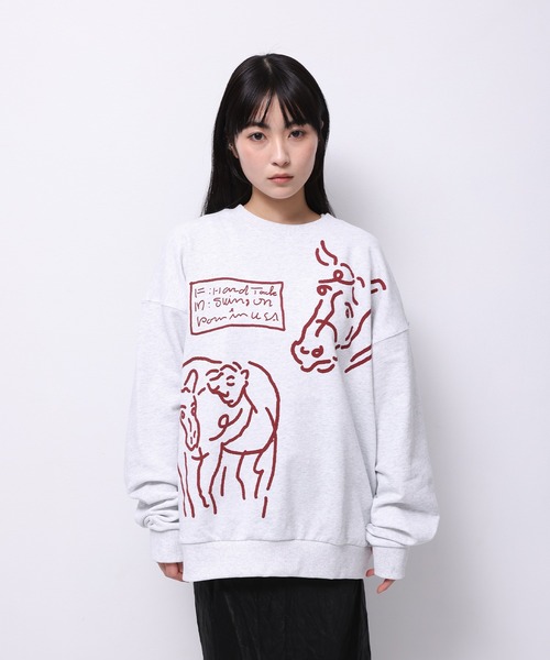 トレーナー スウェット “HORSE” norahi クルースウェット レディース