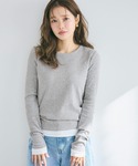 tシャツ レイヤード細リブ長袖カットソー レディースの詳細画像1