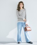 tシャツ レイヤード細リブ長袖カットソー レディースの詳細画像4