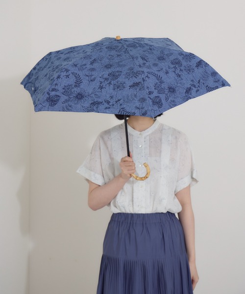 新品 可憐花柄刺しゅう タッセル飾り バンブーハンドル 晴雨兼用傘 アイボリー Paradise Picnic 折りたたみ傘 because 「晴雨兼用」 バンブー