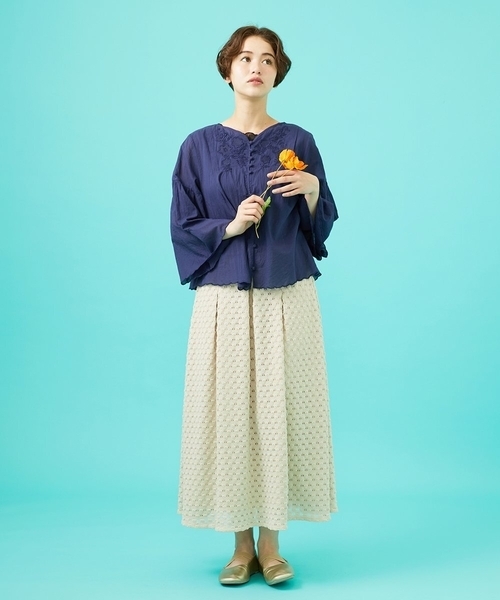 Jocomomola（ホコモモラ） ブラウス シャツ フラワーメッシュ