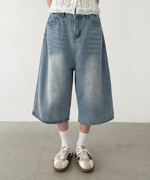 Bamm ワイドパンツ ハーフパンツ ジーンズ デニム デニムパンツ 短パン