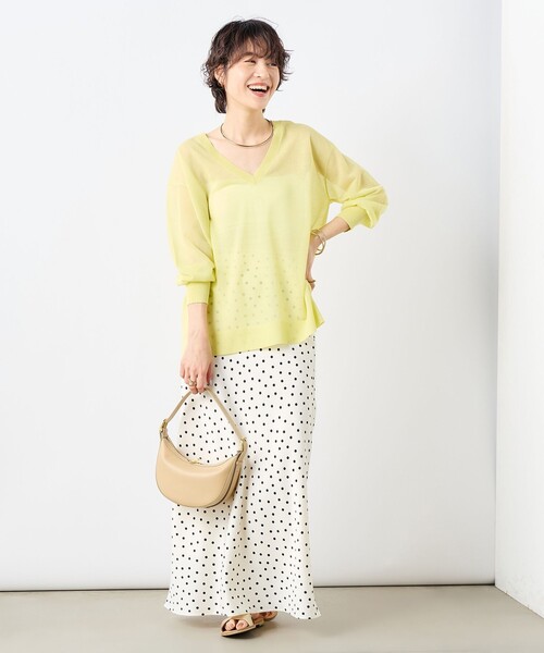 NOLLEY'S Sophi スカート ウォッシャブルドットサテンナロー