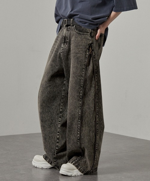 ワイド フレア デニム パンツ ヴィンテージ加工 ジーンズ cr9772 ヴィンテージ加工 ワイドフレア デニムパンツ FC24K026【Fano