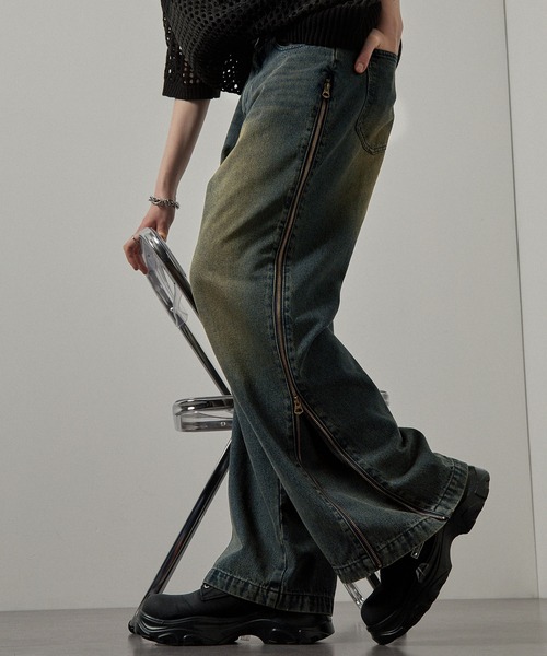 ヴィンテージ ワイド フレア スラックス VELNUS スラックス 「VELNUS」Double tuck design wide flare