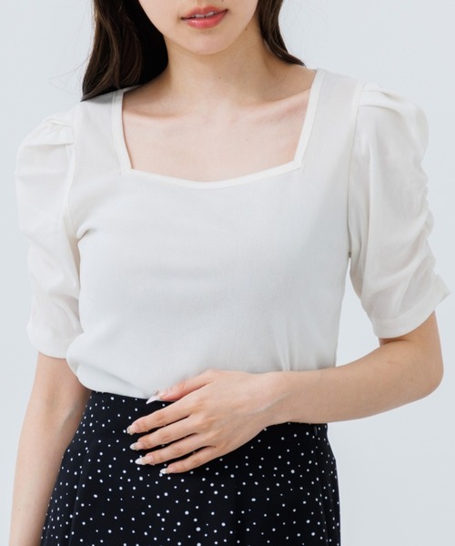 tシャツ puff sleeve square tops（パフスリーブスクエア