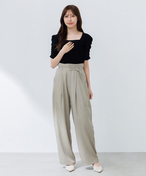tシャツ 「25AW PRE-ORDER」Shirring Mini Puff Sleeve Tops/シャーリングミニパフスリーブトップス「MAIS パフスリーブシャーリングトップス Puff Sleeve Shirring Tops