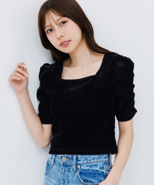 tシャツ PUFF SHORT SLEEVE TOP レディース tシャツ puff sleeve square tops（パフスリーブスクエア