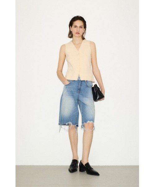 THROW by SLY ジーンズ デニム デニムパンツ RIPPED HALF DENIM