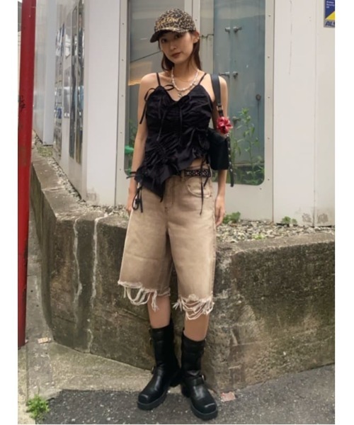 THROW by SLY ジーンズ デニム デニムパンツ RIPPED HALF DENIM