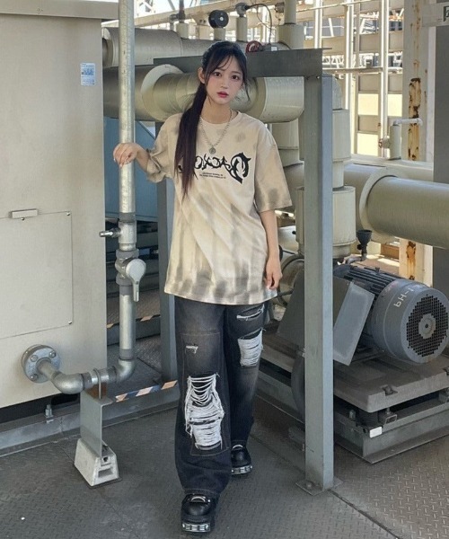 即興購入 タイダイ プリント ロンT KsG tシャツ タイダイフロントロゴTシャツ レディース メンズ
