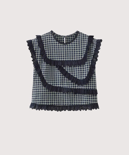 tシャツ Retro Check Motif Frill Vest レディース