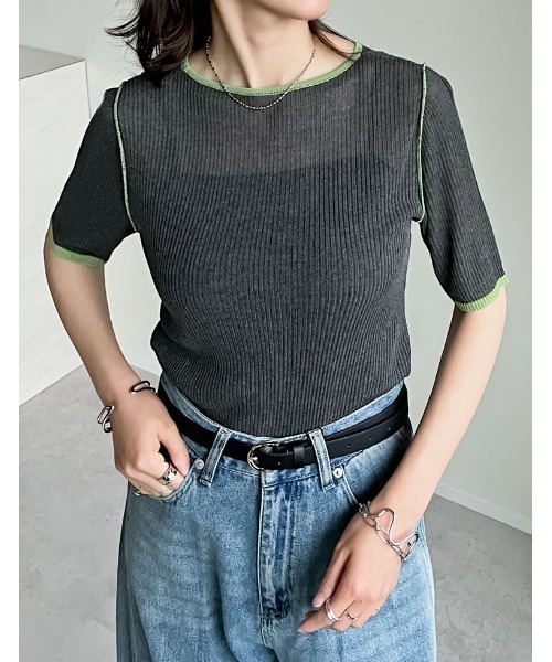 タグ付き未使用^_^ペーパーヤーンメッシュルーズニット ペーパーヤーンメッシュルーズニット | Omekashi(オメカシ