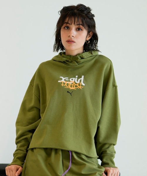 「X-girl」 プルオーバーパーカー「PUMAコラボ」 X-SMALL ホワイト レディース