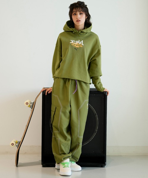 「X-girl」 プルオーバーパーカー「PUMAコラボ」 X-SMALL ホワイト レディース