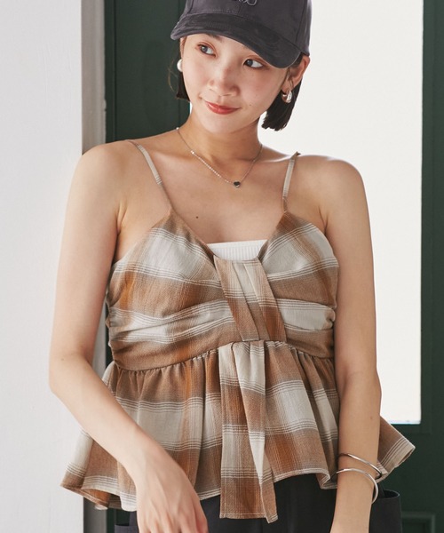 VIS（ビス） キャミソール オンブレチェックリボンビスチェ : ZOZOTOWN