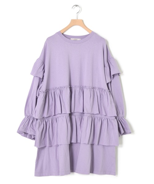 プリーツプリーズ　長袖ワンピース ラベンダー 極美品◇プリーツプリーズ イッセイミヤケ プリーツロング