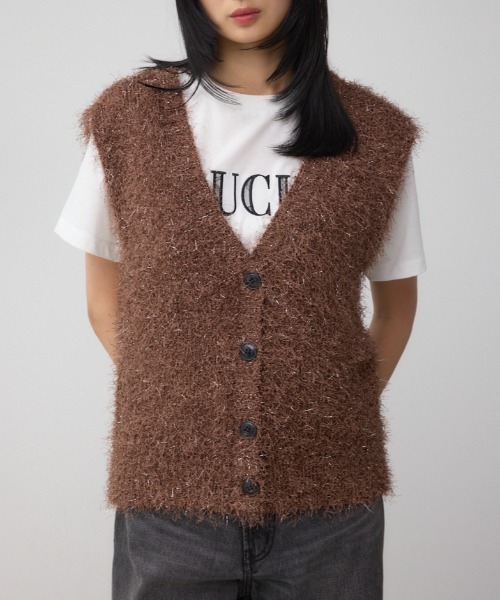 AZUL BY MOUSSY（アズールバイマウジー） ベスト ジレ ラメフェザーV