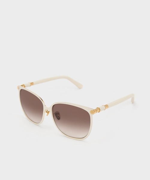 「CHARLES & KEITH」 サングラス FREE クリーム レディース