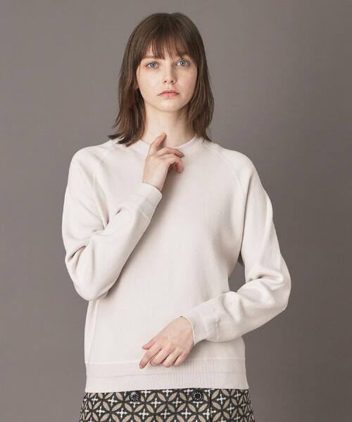 美品 ドレステリア ウォッシャブル コットン カシミヤ ニット ロゴ刺繍 ブルー 洗える】ウォッシャブル コットンカシミヤ混ニット（ニット/セーター