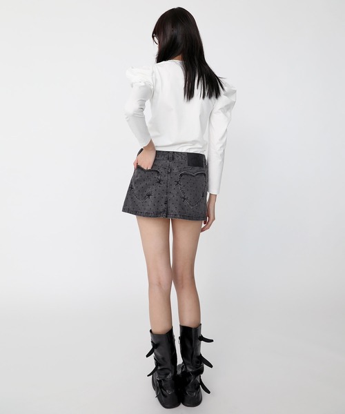 Heart Tattoo デニムスカート Heart Pocket Denim Mini Skirt / ハート 