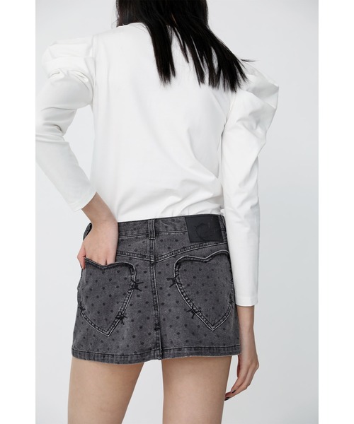 Heart Tattoo デニムスカート Heart Pocket Denim Mini Skirt / ハート