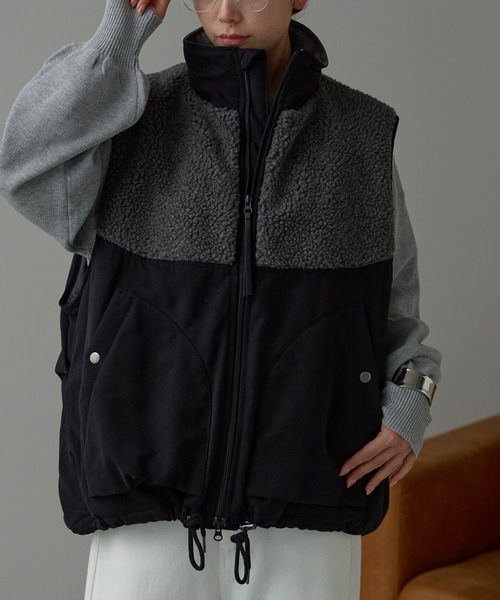 r.（アールドット） ダウンベスト ベスト ボア切替 中わたベスト