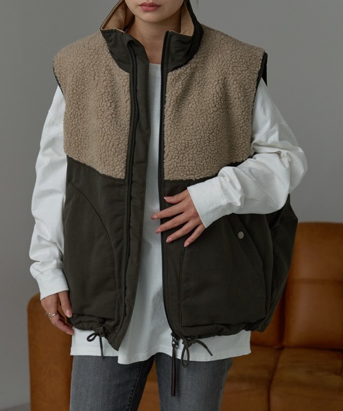 r.（アールドット） ダウンベスト ベスト ボア切替 中わたベスト