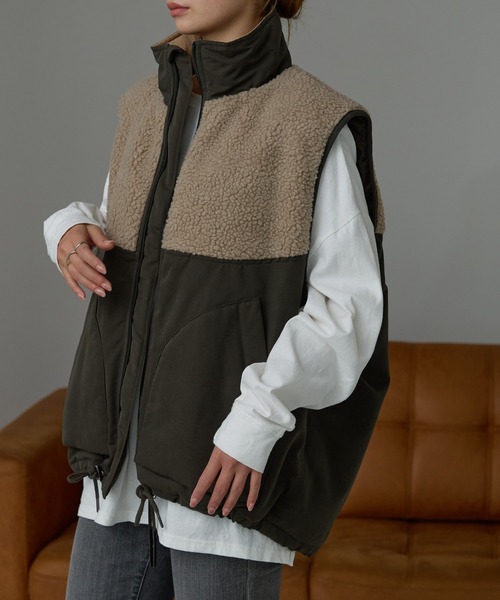 r.（アールドット） ダウンベスト ベスト ボア切替 中わたベスト