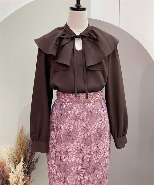 「SWINGLE」 7分袖ブラウス MEDIUM ブラック レディース_画像3