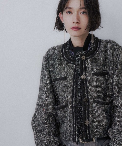 HARE（ハレ） ジャケット ノーカラージャケット アソートラメツイード
