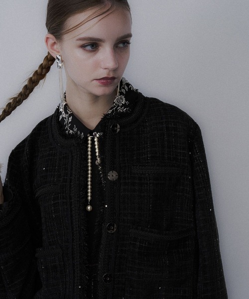 HARE ラメツイードジャケット HARE（ハレ） ジャケット ノーカラージャケット アソートラメツイード