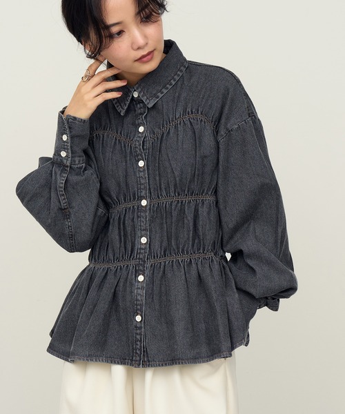NOGLE ブラウス シャツ 「NOGLE/ノグル」シャーリングデニムシャツ