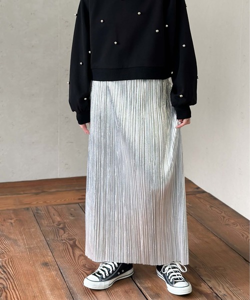 「Per sist ence」 プリーツスカート FREE シルバー レディース_画像3