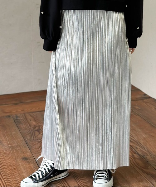 「Per sist ence」 プリーツスカート FREE シルバー レディース_画像5