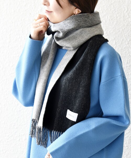 【新品未使用品】ユナイテッドアローズ BYパネル カシミアマフラー ネイビー UNITED ARROWS green label relaxing カシミヤ 100 パネル マフラー