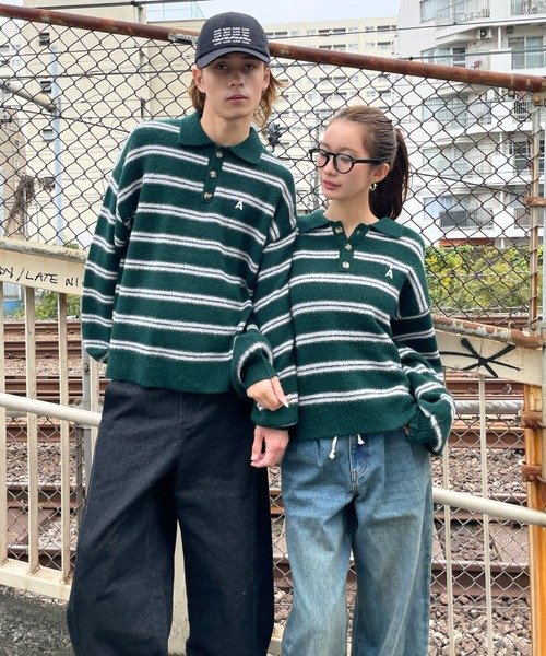 ALAND ニット セーター 「UNISEX」ALAND／Aロゴニットポロ レディース