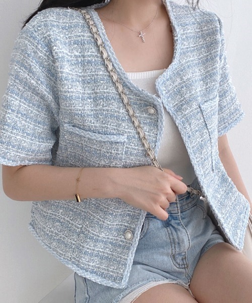 「Riff」 ノーカラージャケット M ホワイト レディース_画像7