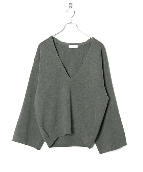 ソラモナ✨ウエハースニットワイドスリーブVネックプルオーバー SALE 50%OFF】◇SOLAMONAT(ソラモナ) ウエハースニットワイドスリーブV