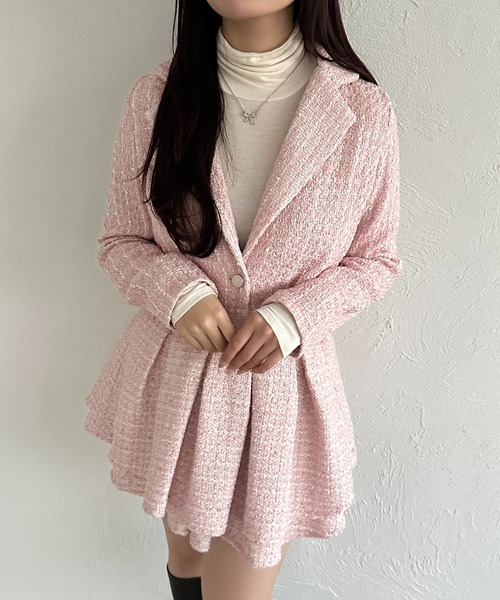 「apres jour」 ツイードジャケット フリー ホワイト レディース_画像3