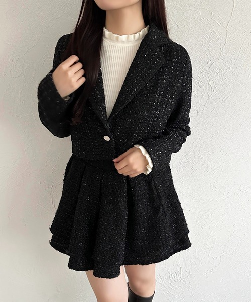 「apres jour」 ツイードジャケット フリー ホワイト レディース_画像8