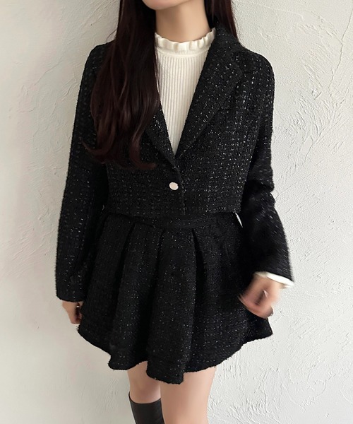 「apres jour」 ツイードジャケット フリー ホワイト レディース_画像9