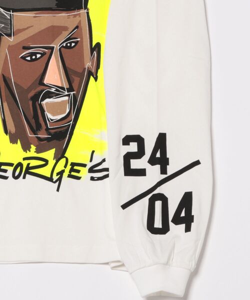 「GEORGE'S」 長袖Tシャツ MEDIUM ホワイト×パープル メンズ_画像4