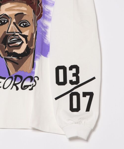 「GEORGE'S」 長袖Tシャツ MEDIUM ホワイト×パープル メンズ_画像5