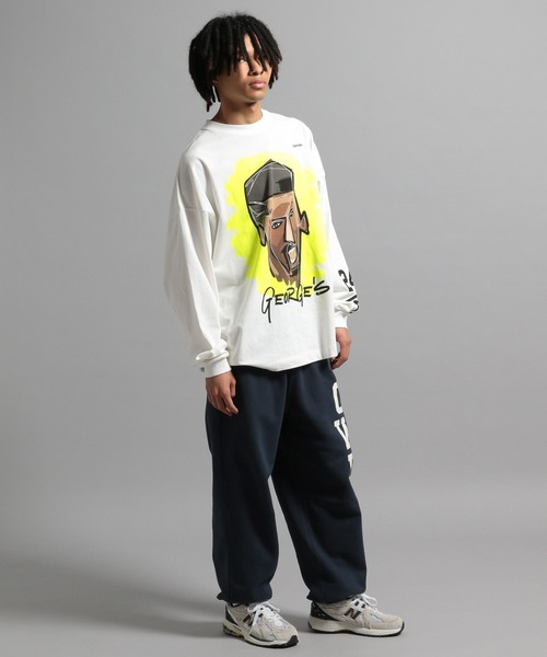 「GEORGE'S」 長袖Tシャツ MEDIUM ホワイト×パープル メンズ_画像6