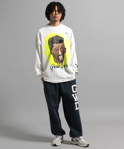 「GEORGE'S」 長袖Tシャツ MEDIUM ホワイト×パープル メンズ_画像7